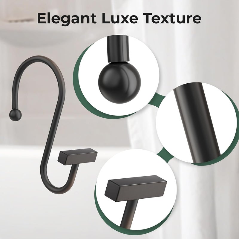 Bathway Shower Curtain Hooks, Bronze Shower Curtain Rings Rust Proof, 12PCS Shower Hooks for Shower Curtain, T-Bar Design Convenient Elegant Shower Curtain Hangers for Bathroom Kitchen Wardrobe - Image 3